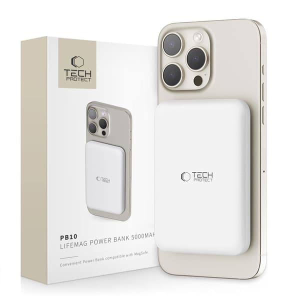 TECH-PROTECT PB10 LIFEMAG MAGSAFE POWER BANK 5000MAH HVIT