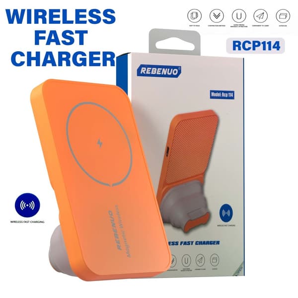 Trådlös laddare med USB-C - SAMSUNG - IPHONE- SNABBLADDNING - Färg (ORANGE)