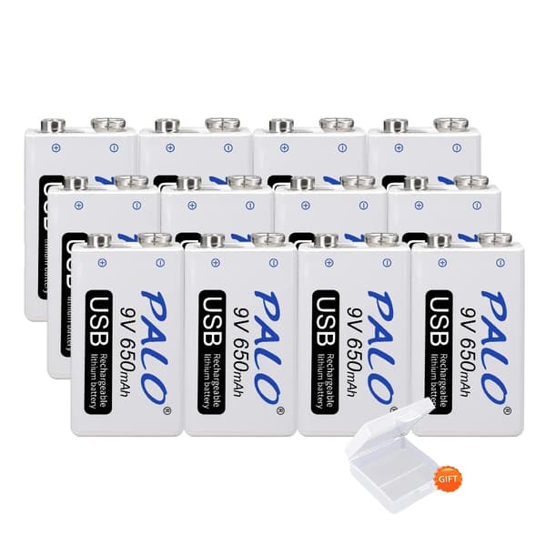 9V USB Genopladeligt Batteri, 650mAh, 1800 Genopladningscykler,10 stykker 9V batteri