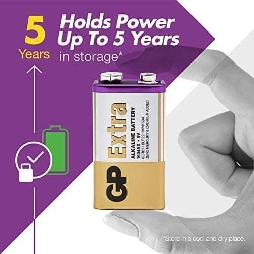 GP Alkaliska 9V- batteri 16-pack| GP Extra | 6f22-6lr61 batteri | Lång livslängd, högre effektivitet och daglig användning
