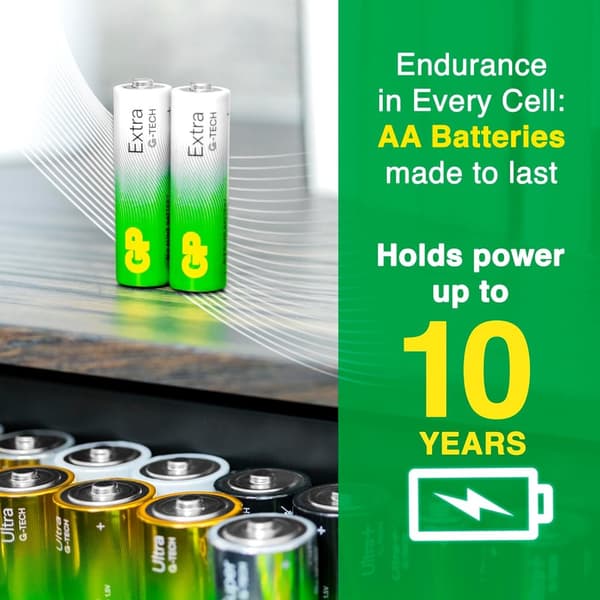 GP Alkaliska AA- batteri 80-pack| GP Extra |15A/LR6 1.5V batteri | Lång livslängd, högre effektivitet och daglig användning