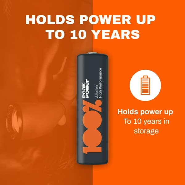 100% PeakPower Alkaliska AA- batteri 40-pack| 100% PeakPower |15A/LR6 1.5V batteri | Lång livslängd, högre effektivitet och daglig användning
