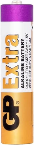 Miniatyrbild 3 av 7: GP Alkaliska AAA- batteri 20-pack| GP Extra |24A/LR3 1.5V batteri | Lång livslängd, högre effektivitet och daglig användning