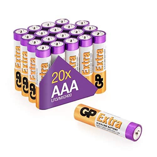 GP Alkaliska AAA- batteri 20-pack| GP Extra |24A/LR3 1.5V batteri | Lång livslängd, högre effektivitet och daglig användning