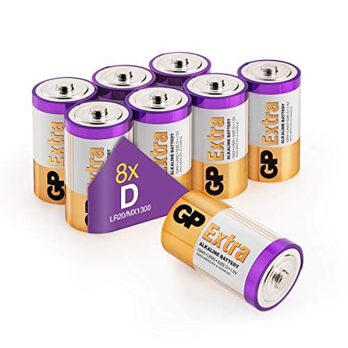 GP Alkaliska D- batteri 8-pack| GP Extra | LR20 1.5V Mono-batteri | Lång livslängd, högre effektivitet, används i digitala pennor, stylus, laserljus