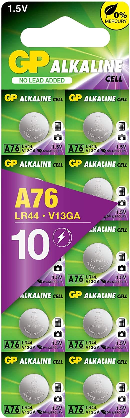 A76 Batteri - LR44-10-Pack - GP Extra - Alkaliskt knappcellsbatteri 1,5V - Lång livslängd