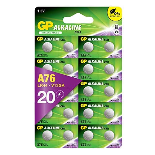 GP Alkaliska LR44- batteri 20-pack| GP Extra | AG13, A76 batteri | Lång livslängd, högre effektivitet och daglig användning