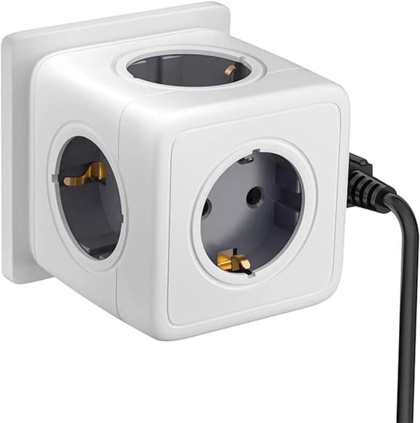 SUNMATIC Grenuttag Väggmonterat Kubuttag, Väggkub med 5 AC-uttag 3680W (16A), 5 Uttag utan Kabel, Jordningsskydd, Liten och Bärbar, Passar för Hemmet