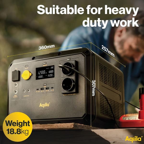 Bärbart kraftverk 1500W -Aqiila Powerbird S1500-1568Wh - mångsidigt powerstation för camping, resor och nödsituationer - Powerbank hög kapacitet, snab