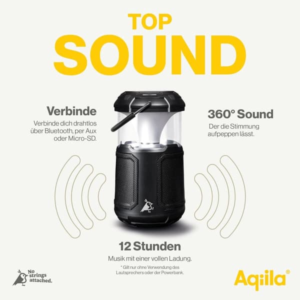 Aqiila Soundbird B10, Dimbar LED-Lampa med Bluetooth-Högtalare och 10,000 mAh Powerbank - 360° Ljud & Ljus, Bärbar och Lätt att Använda [Energiklass G