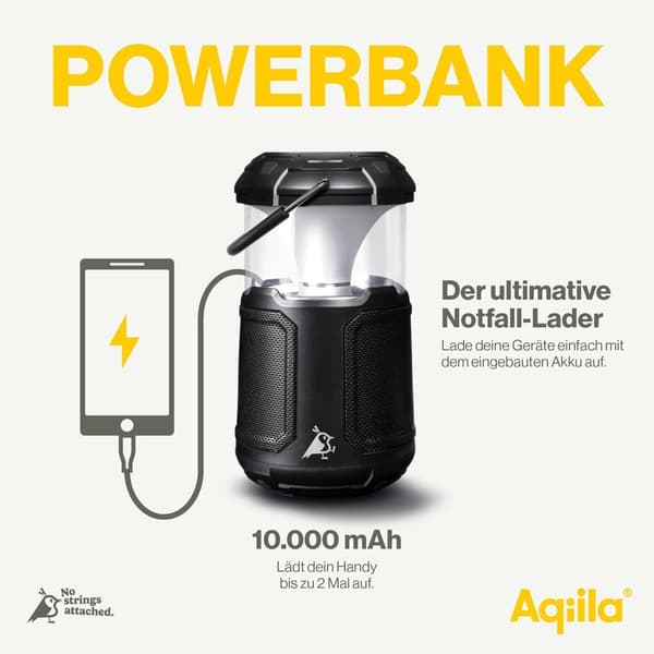 Aqiila Soundbird B10, Dimbar LED-Lampa med Bluetooth-Högtalare och 10,000 mAh Powerbank - 360° Ljud & Ljus, Bärbar och Lätt att Använda [Energiklass G