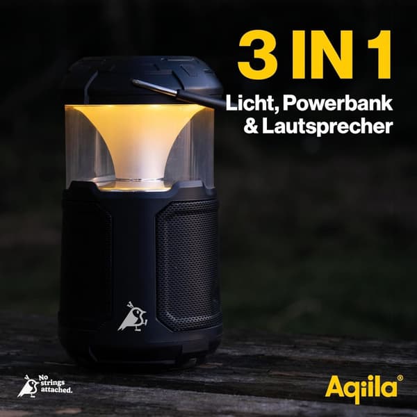 Aqiila Soundbird B10, Dimbar LED-Lampa med Bluetooth-Högtalare och 10,000 mAh Powerbank - 360° Ljud & Ljus, Bärbar och Lätt att Använda [Energiklass G