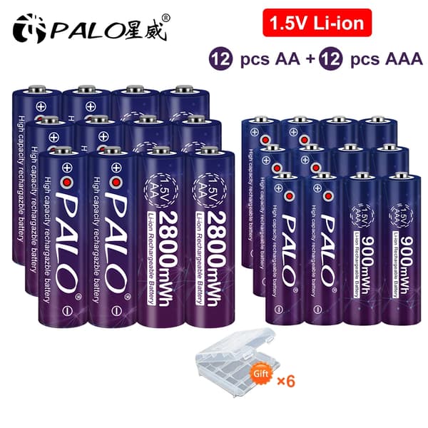 PALO Genopladeligt Batterisæt, 8 AA 8 AAA, 2-Slots Oplader,8 AA 8 AAA, 1,5V