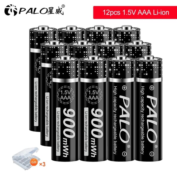 PALO 1.5V AAA Li-Ion Genopladelige Batterier, 900mWh Kapacitet, Flere Pakke Muligheder,12STK AAA