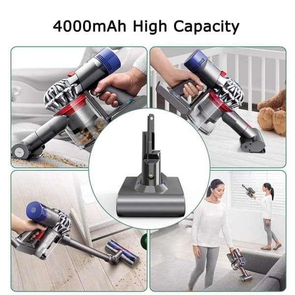 Dyson V7 Batteribyte, 6000mAh Kapacitet, LED-indikator,2 st 6,0Ah