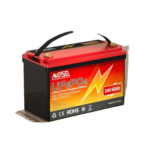 LiFePO4-batteri, 12V, 100Ah, CE- og RoHS-certificeret,24V 60Ah