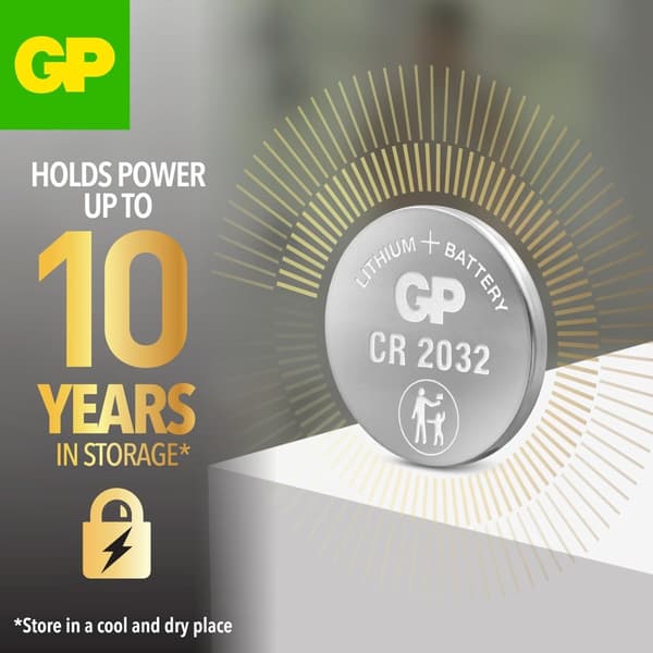 GP CR2032 - Litiumbatteri 5-pack| GP | CR 2032 3V batteri | Lång livslängd, högre effektivitet och daglig användning