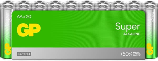 Batterie AA - Set da 20 | GP Super | Pile Stilo AA Alcaline da 1,5V / LR06 - Lunga Durata