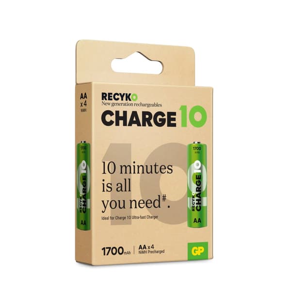 GP Recyko Charge 10 AA-batteri, 1700mAh, 4-pack