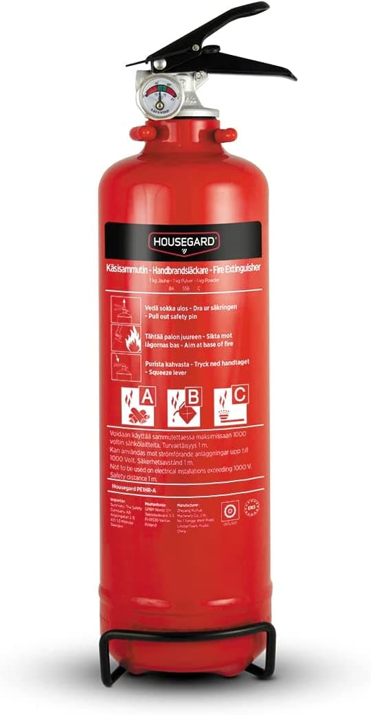 Housegard Brandsläckare, 1 kg pulver | Röd | Pulversläckare 1 kg pulversläckare anpassad för mindre bränder som kan uppkomma i t ex bil, hobbyrum elle