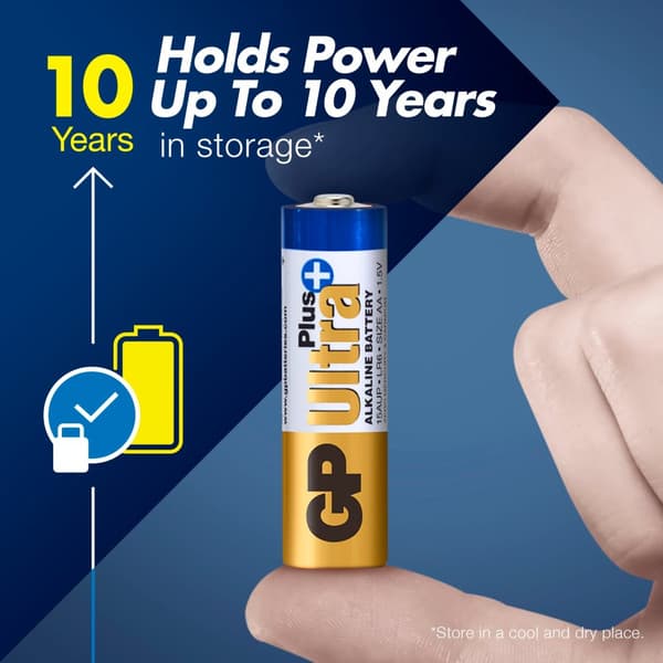 GP Alkaliska AA- batteri 40-pack| GP Ultra Plus|15A/LR6 1.5V batteri | Lång livslängd, högre effektivitet och daglig användning