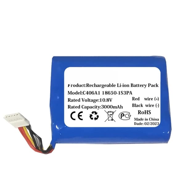 Bluetooth højttalerbatteri, 3400mAh kapacitet, 10.8V spænding,3400mAh