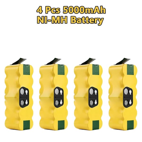 Ni-MH-batteri för iRobot Roomba, 5000mAh kapacitet, kompatibelt med flera modeller,4 st 5,0 Ah batteri