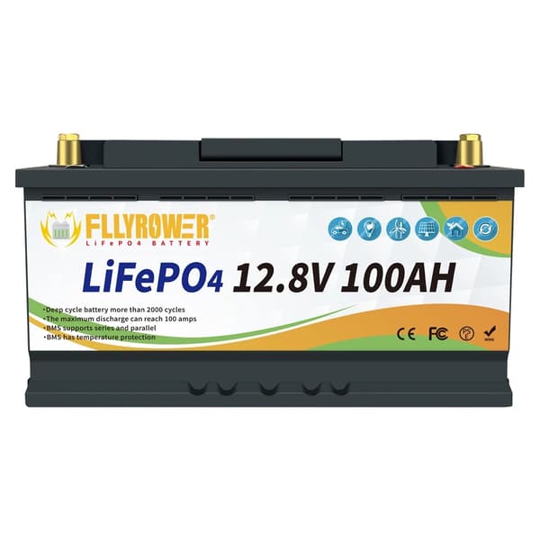 LiFePO4-akku, 12.8V, 100Ah kapasiteetti, sisäänrakennettu BMS,12v 100Ah 332mm
