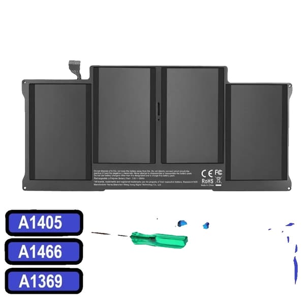 Erstatningsbatteri til MacBook Air 13", 7200mAh kapacitet, overopladningsbeskyttelse,A1405 A1466, 7200mAh
