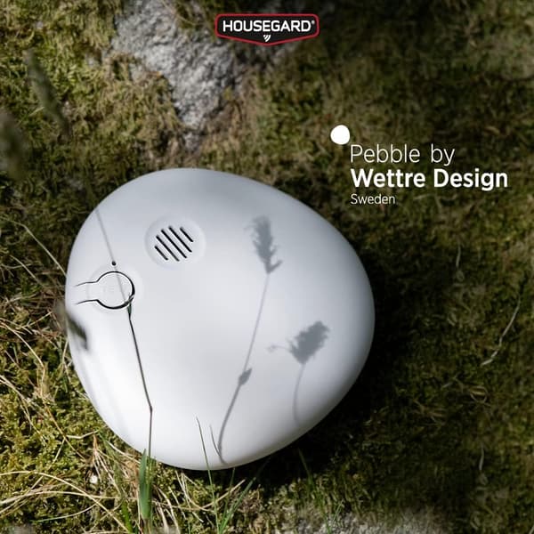 6 x Housegard Pebble brandvarnare inkl. batteri |Optisk standard varnare i unik design av Lars Wettre | Testfunktion | Vit |EN 14604 certifierad