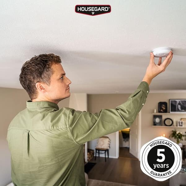 6 x Housegard Pebble brandvarnare inkl. batteri |Optisk standard varnare i unik design av Lars Wettre | Testfunktion | Vit |EN 14604 certifierad