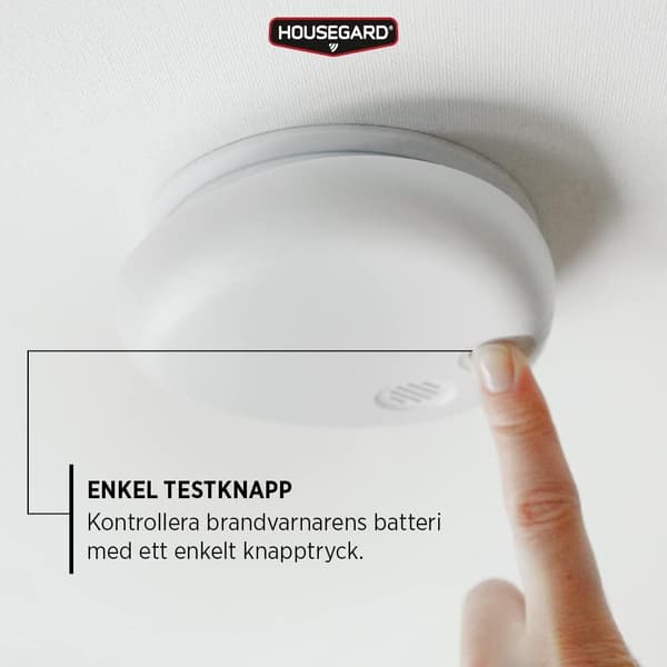 6 x Housegard Pebble brandvarnare inkl. batteri |Optisk standard varnare i unik design av Lars Wettre | Testfunktion | Vit |EN 14604 certifierad