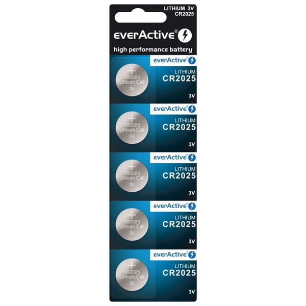 EverActive CR2025 3V lithium knap batteri blister af 5 stk