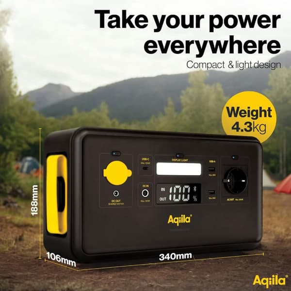 Bärbart kraftverk på 300 W och vikbar solpanel på 100 W - hög kapacitet med snabbladdning och inbyggd säkerhet för camping, resor och nödsituationer