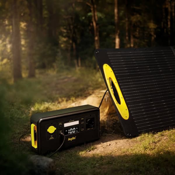 Bärbart kraftverk på 300 W och vikbar solpanel på 100 W - hög kapacitet med snabbladdning och inbyggd säkerhet för camping, resor och nödsituationer