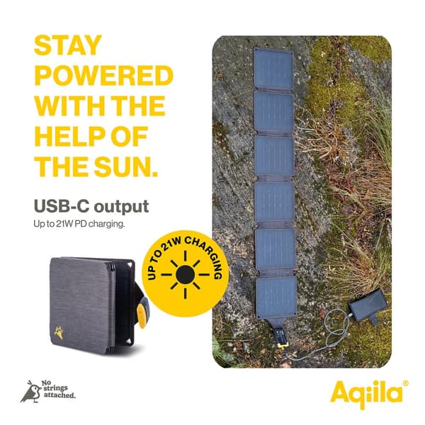 Solcellsladdare Sunbird P21 – Hopfällbar 20W USB-C Solpanel för Camping & Äventyr