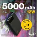 Miniatyrbild 4 av 11: Powerbank  5000 mAh Aqiila Powerbird B5B - Kompakt Powerbank för Laddning av 3 Enheter Samtidigt, 12W Snabbladdning, Svart