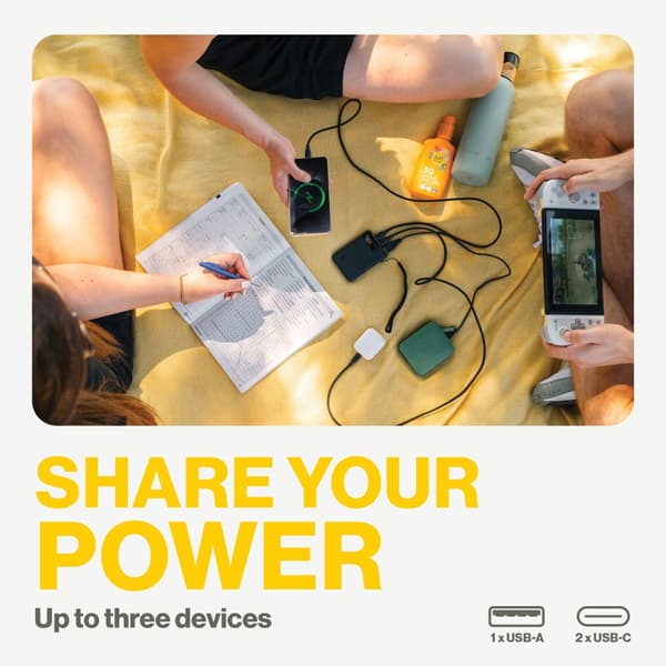 Powerbank  5000 mAh Aqiila Powerbird B5B - Kompakt Powerbank för Laddning av 3 Enheter Samtidigt, 12W Snabbladdning, Svart