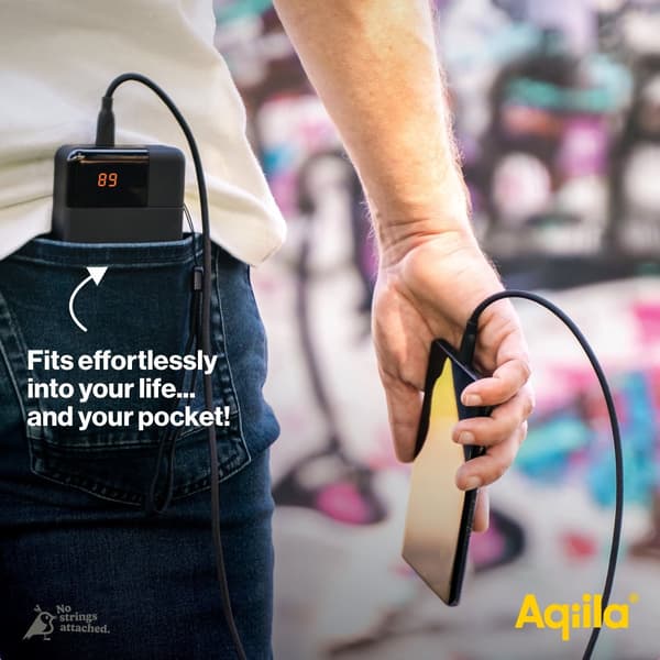 Powerbank 10 000 mAh – Aqiila Powerbird B10B - Laddare för 3 Enheter Samtidigt, 20W Snabbladdning, Perfekt för Vardagsbruk, Svart