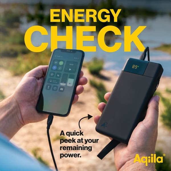 Aqiila Powerbank Powerbird B20B 20 000 mAh – Snabbladdare för Tre Enheter, 20W Snabbladdning, Laddar Mobil Fyra Gånger, Svart