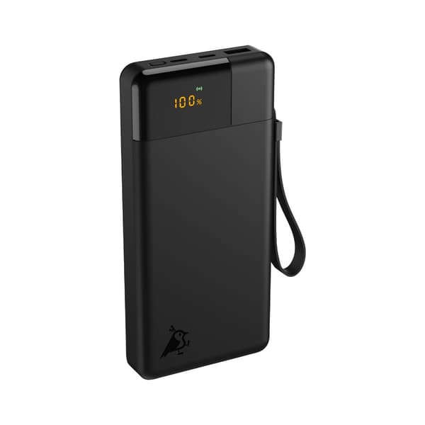 Aqiila Powerbank Powerbird B20B 20 000 mAh – Snabbladdare för Tre Enheter, 20W Snabbladdning, Laddar Mobil Fyra Gånger, Svart Svart