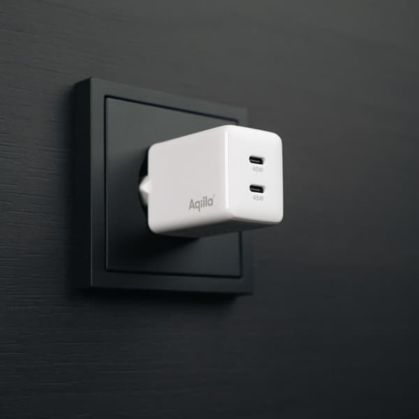 USB Väggladdare GaN 45W – Aqiila Chargebird W45 med 2 USB-C-portar för Snabbladdning och Återvunnet Material