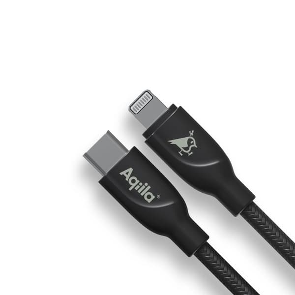 USB-C till Lightning Kabel 1m | 30W Snabbladdning | MFI-Certifierad Flätad Kabel | Hållbar och Säker för iPhone & iPad | Aqiila Cablebird CB21
