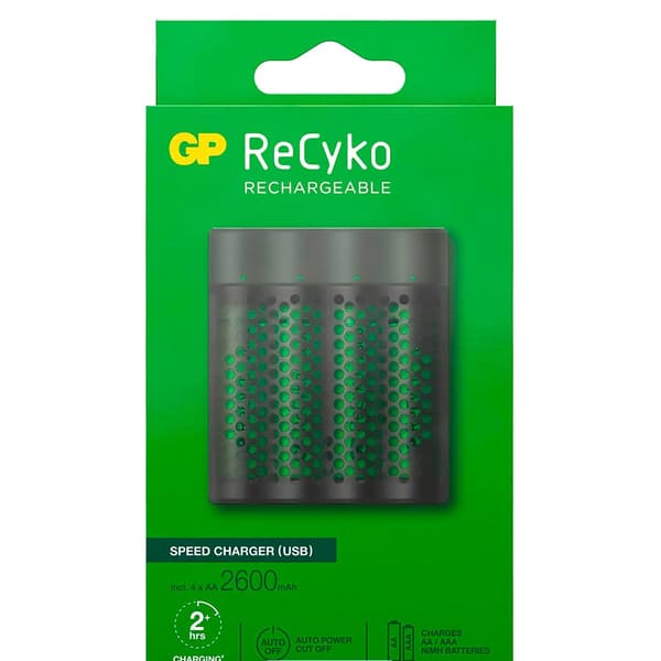 Gp Batteries 51/270 4-ports Usb-oplader Med 4xaa Nimh 2600mah Sort