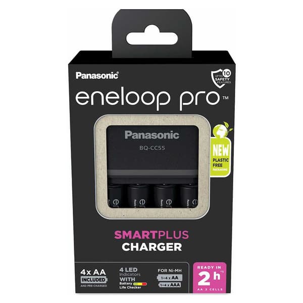 Eneloop Bq-cc55/+4aa Akkulaturi Hopeinen