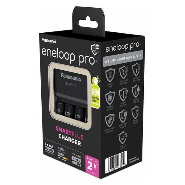 Eneloop Bq-cc55/+4aa Akkulaturi Hopeinen