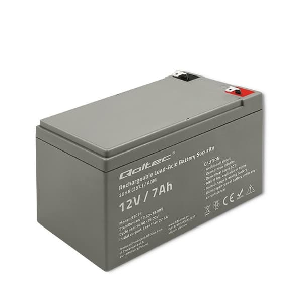 Qoltec 53076 AGM batteri | 12V | 7Ah | max. 105A | Sikkerhed