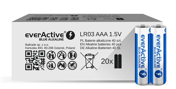 Alkaline batterier everActive Blue Alkaline LR03 AAA - æske - 40 stk., begrænset oplag
