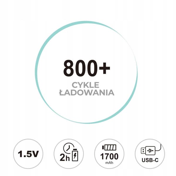LiiBattaries KRAFTIGT GENOPLADELIGT BATTERI LITHIUM-ION BATTERI AA 4stk. USB-C 1700mAh 1,5V