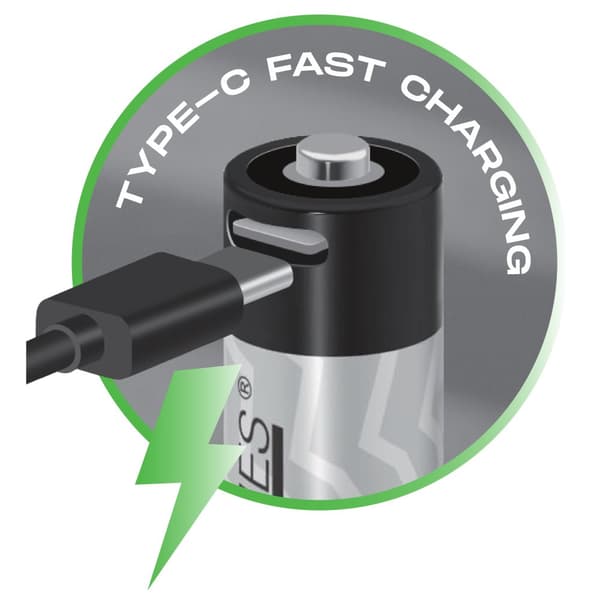 LiiBattaries KRAFTIGT GENOPLADELIGT BATTERI LITHIUM-ION AAA USB-C 4stk. 500mAh 1,5V